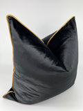 Luxury Velvet Pillow Cover in Black/Camel