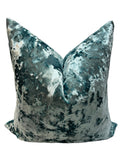 Crushed Velvet Pillow Cover in Aqua