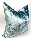 Crushed Velvet Pillow Cover in Aqua