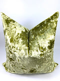 Crushed Velvet Pillow Cover in Olive