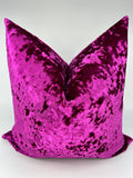 Crushed Velvet Pillow in Hot Pink