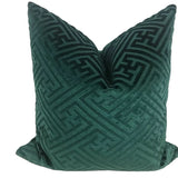 The Modern Textured Greek Key Pillow Cover in Green