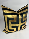 The Bold Greek Key Pillow Cover in Black & Gold