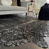 The Gemma Metallic Leather Cowhide Rug In Black/Silver